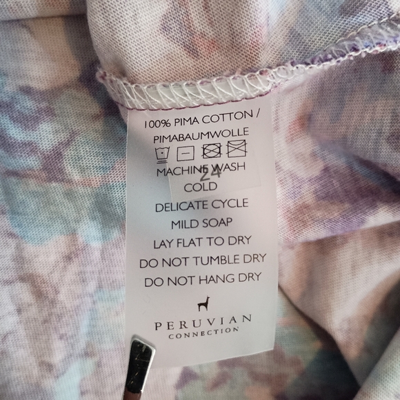 Peruvian Connection M Floral Boho 3/4 Sleeve Pima Cotton Cottagecore Midi Dress - Picture 5 of 5